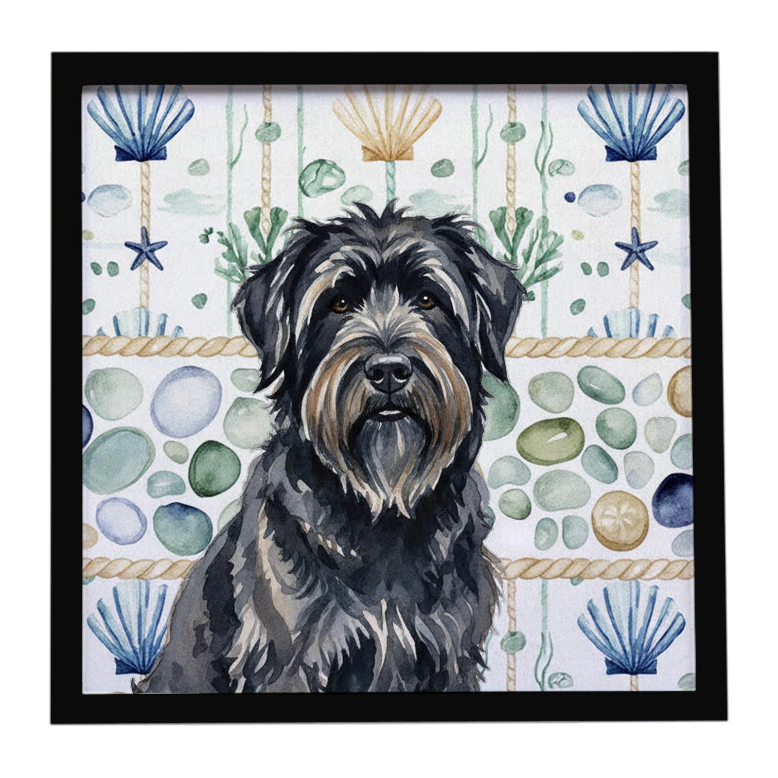 Caroline's Treasures Bouvier des Flandres Coastal Sea Glass Framed Metal Print
