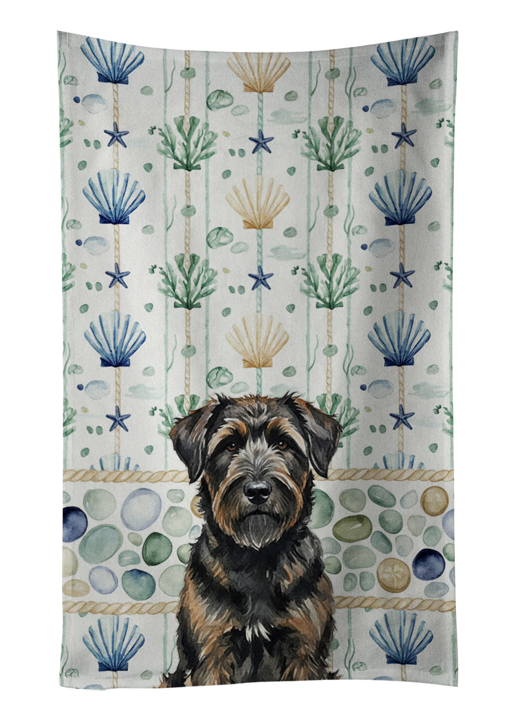 Caroline's Treasures Brindle Bouvier des Flandres Coastal Sea Glass Kitchen Towel