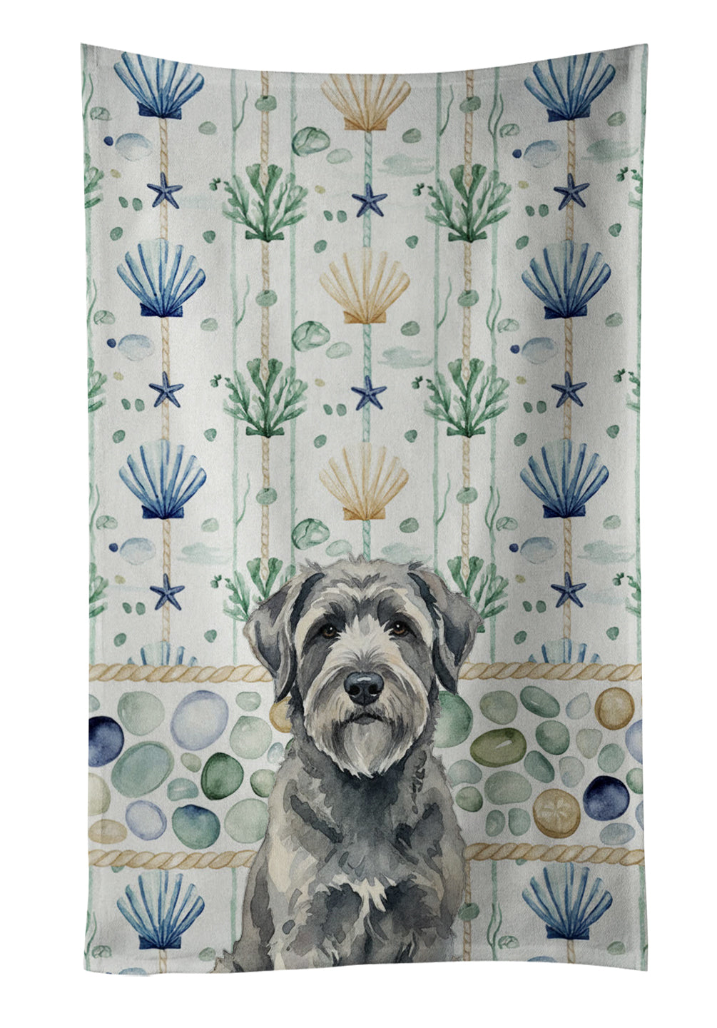 Caroline's Treasures Gray Bouvier des Flandres Coastal Sea Glass Kitchen Towel