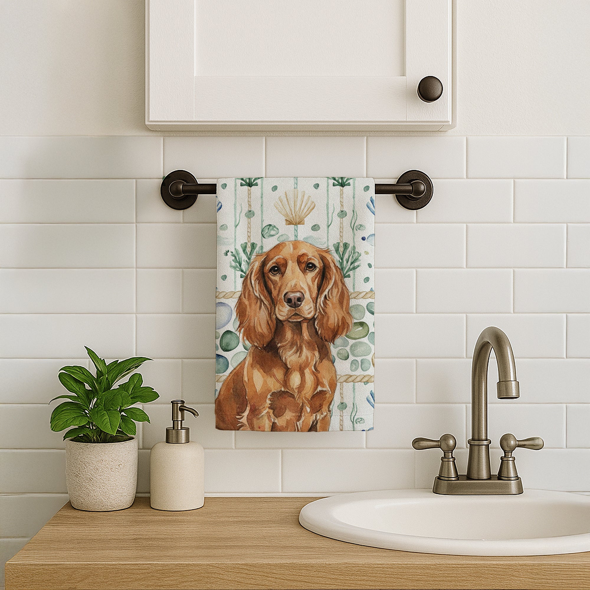 Caroline's Treasures Boykin Spaniel Coastal Sea Glass Kitchen Towel