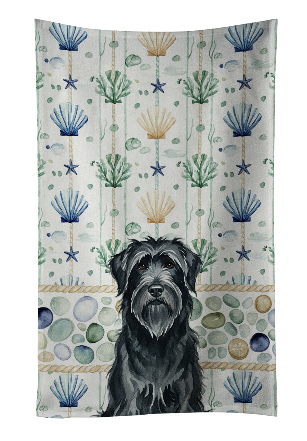 Caroline's Treasures Black Briard Coastal Sea Glass Kitchen Towel