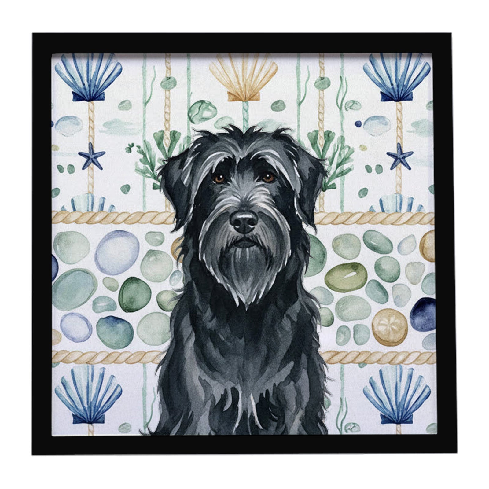 Caroline's Treasures Black Briard Coastal Sea Glass Framed Metal Print