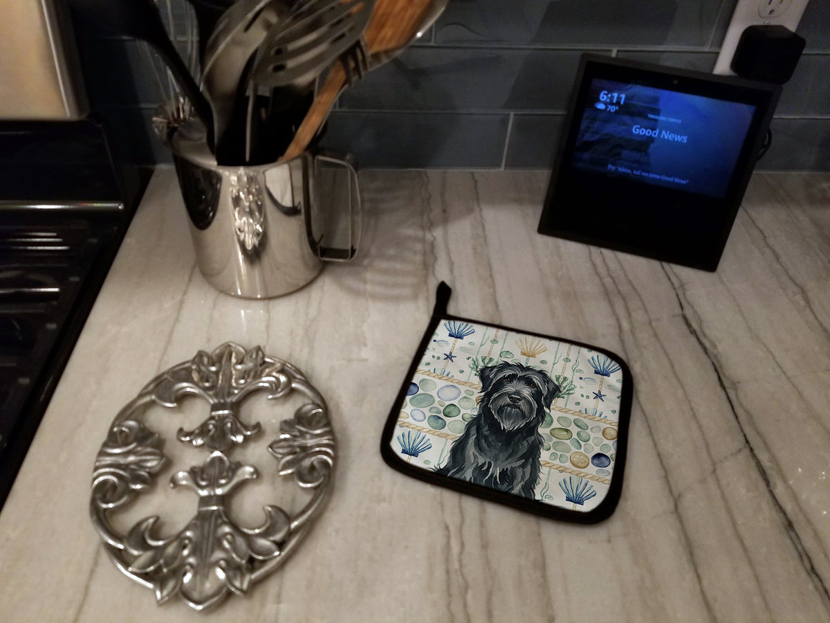 Caroline's Treasures Black Briard Coastal Sea Glass Pair of Pot Holders