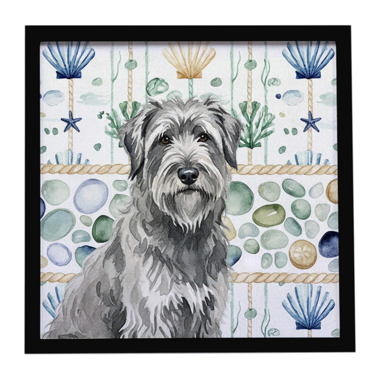 Caroline's Treasures Gray Briard Coastal Sea Glass Framed Metal Print