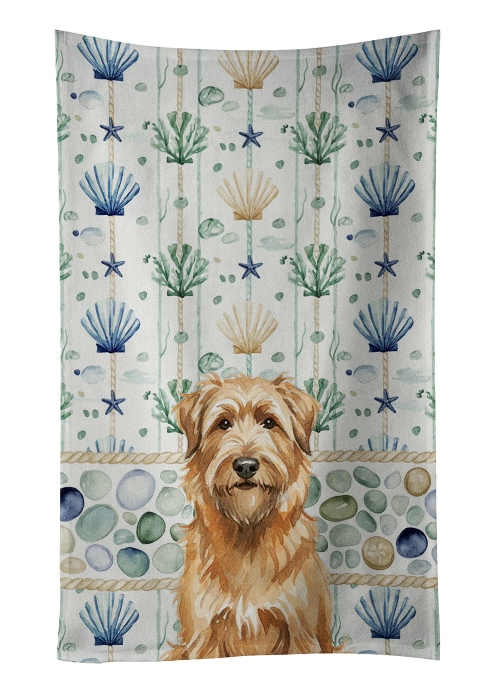 Caroline's Treasures Tawny Briard Coastal Sea Glass Kitchen Towel