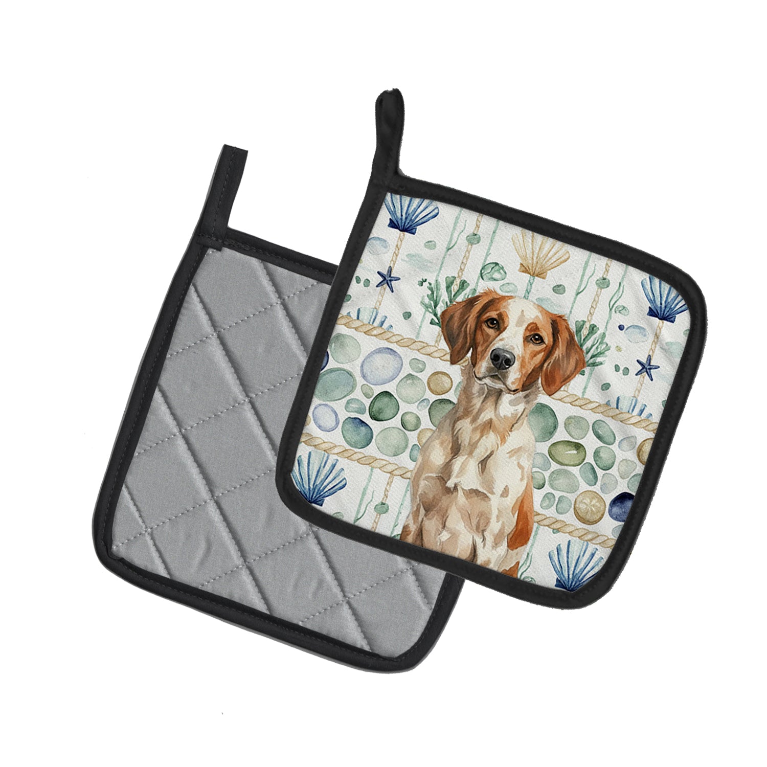 Caroline's Treasures Roan Brittany Coastal Sea Glass Pair of Pot Holders