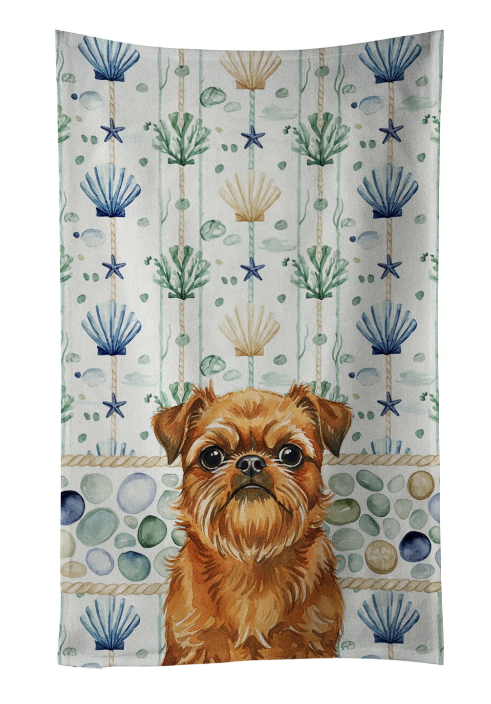 Caroline's Treasures Belge Brussels Griffon Coastal Sea Glass Kitchen Towel