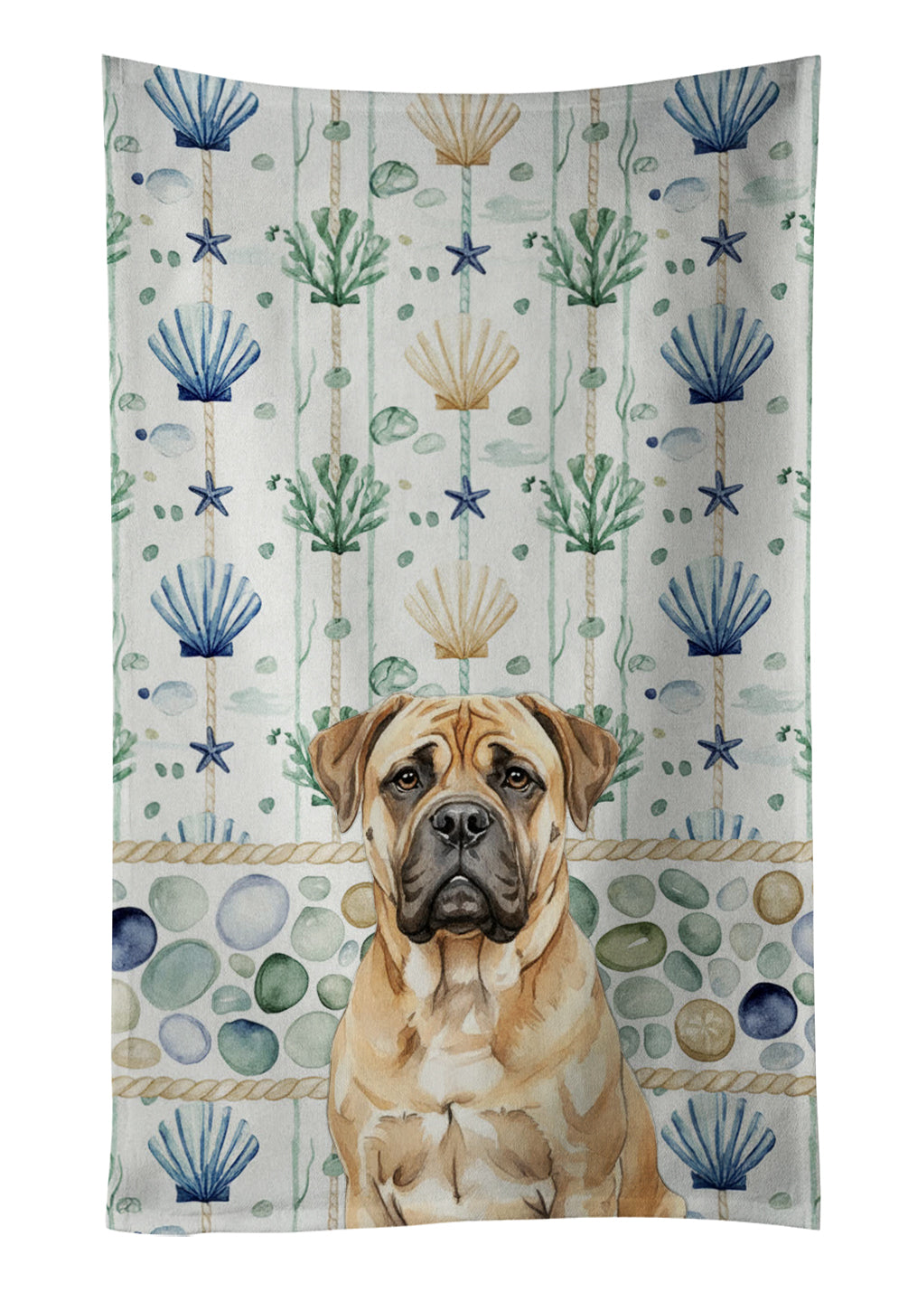 Caroline's Treasures Bullmastiff Coastal Sea Glass Kitchen Towel