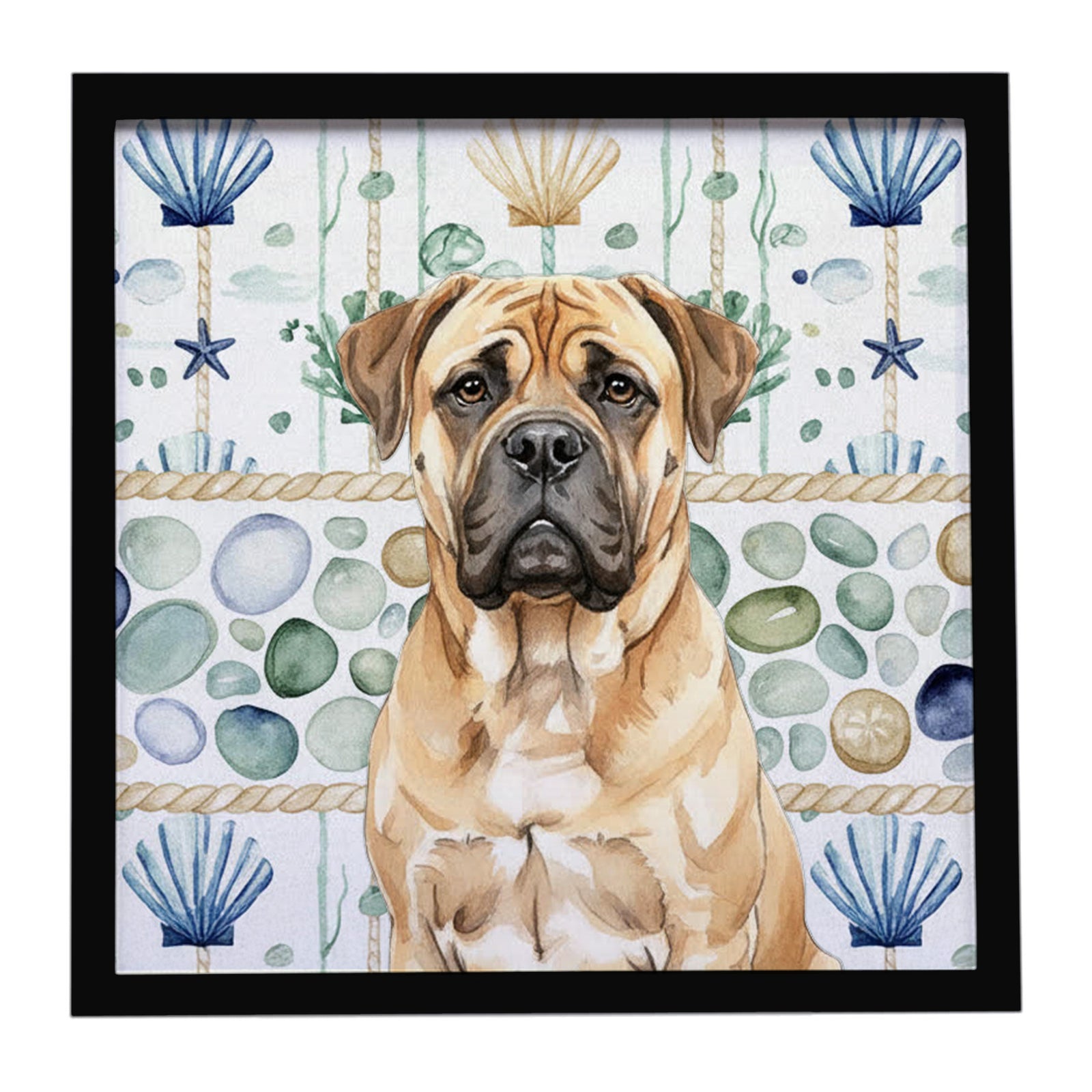 Caroline's Treasures Bullmastiff Coastal Sea Glass Framed Metal Print