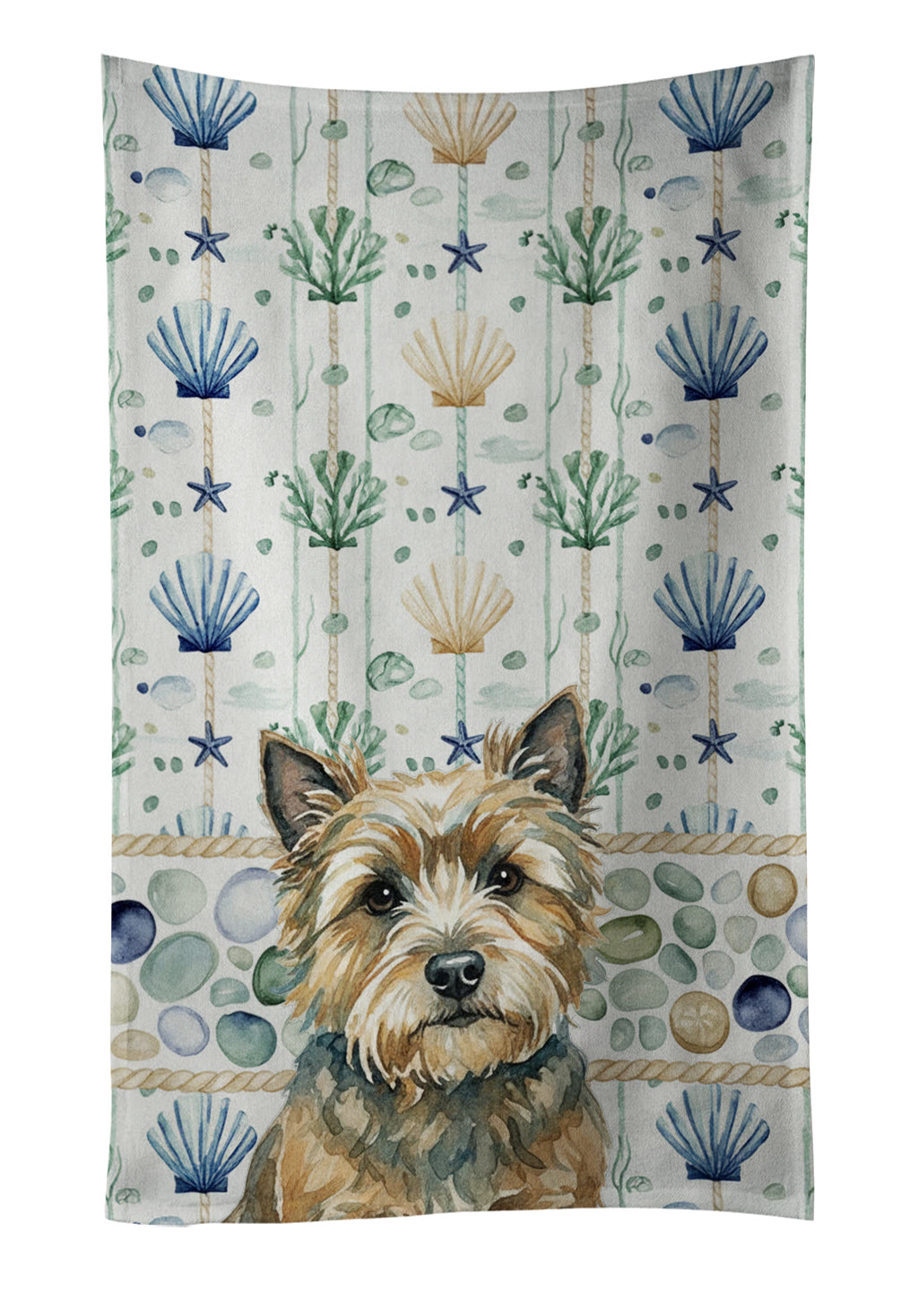 Caroline's Treasures Cairn Terrier Coastal Sea Glass Kitchen Towel