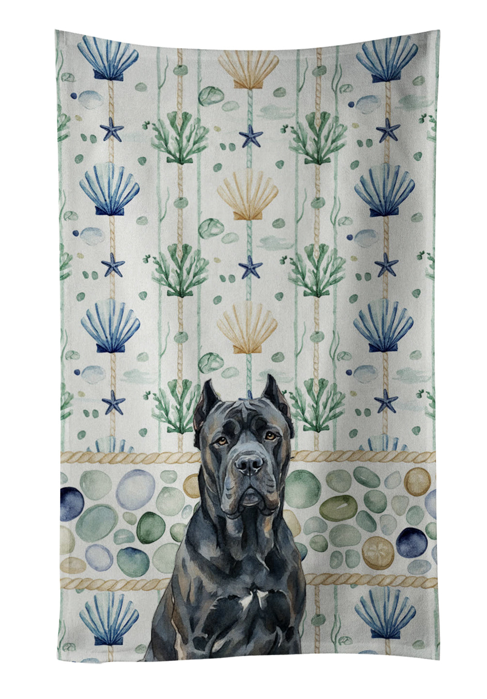 Caroline's Treasures Cane Corso Coastal Sea Glass Kitchen Towel