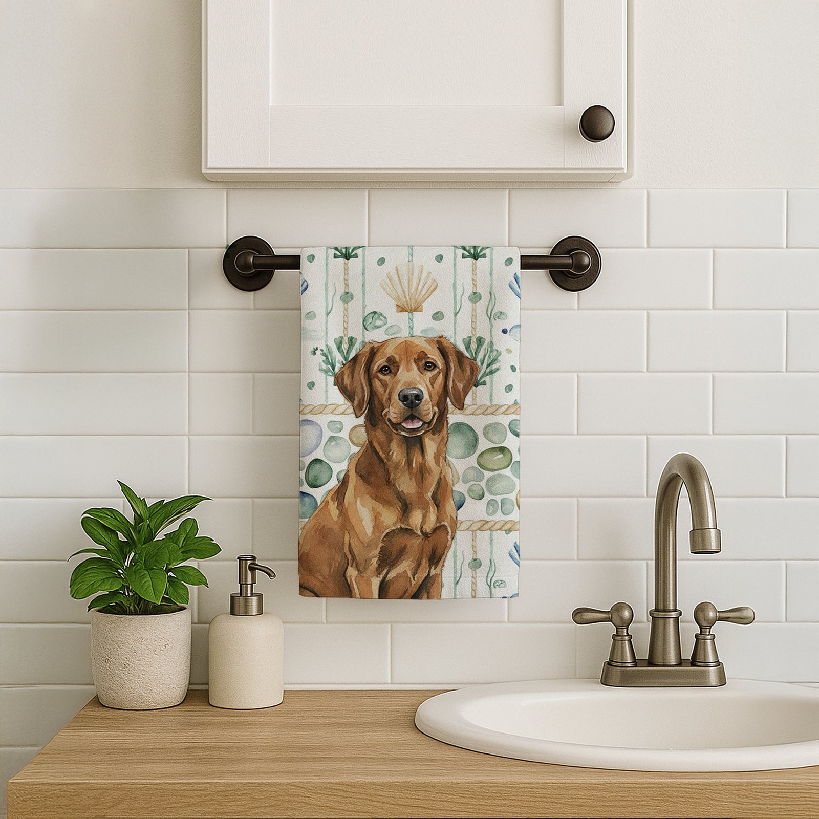 Caroline's Treasures Chesapeake Bay Retriever Coastal Sea Glass Kitchen Towel