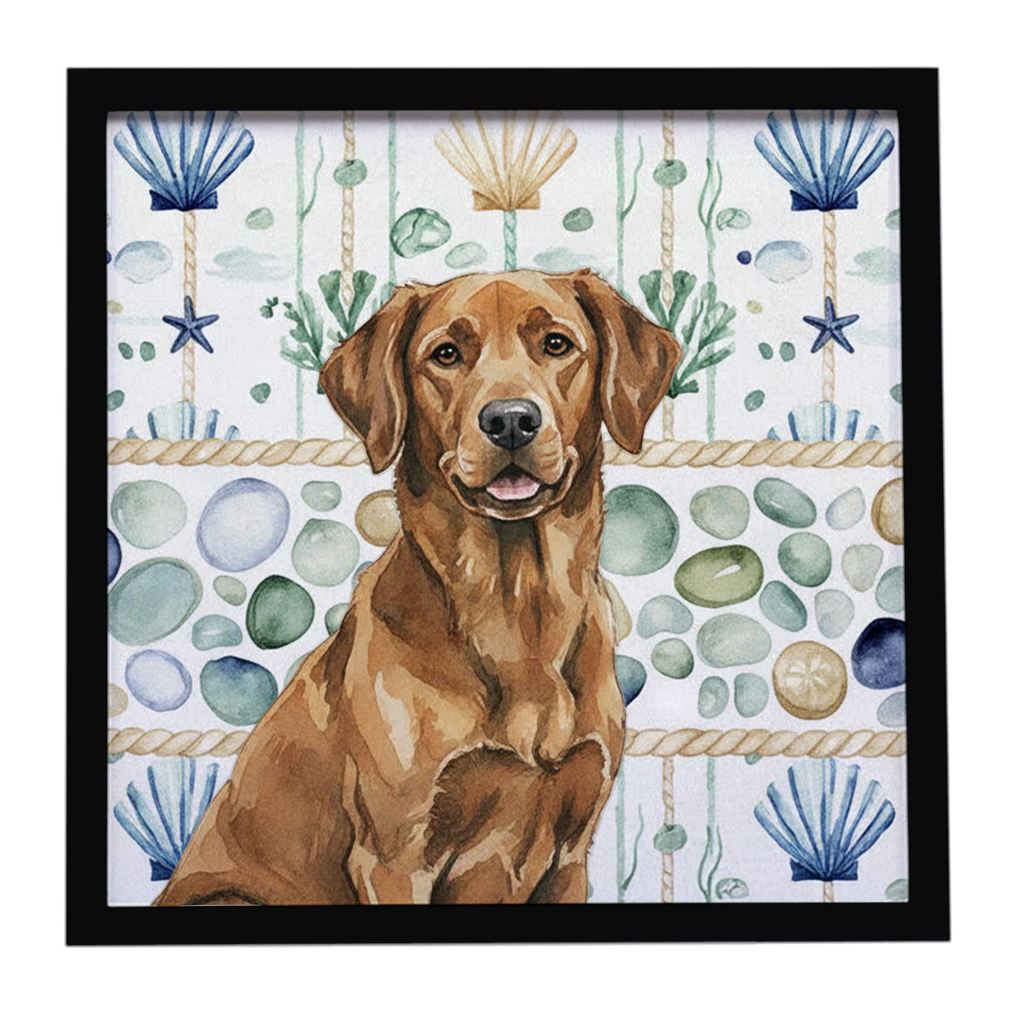 Caroline's Treasures Chesapeake Bay Retriever Coastal Sea Glass Framed Metal Print
