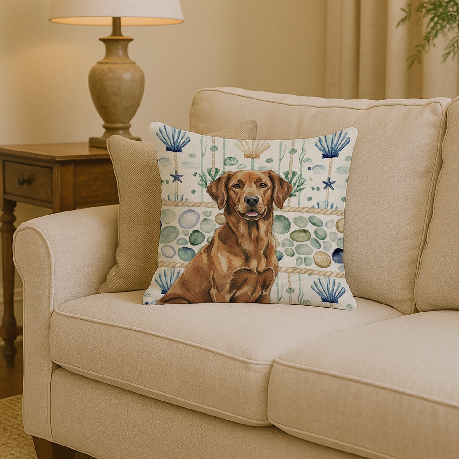 Caroline's Treasures Chesapeake Bay Retriever Coastal Sea Glass Throw Pillow