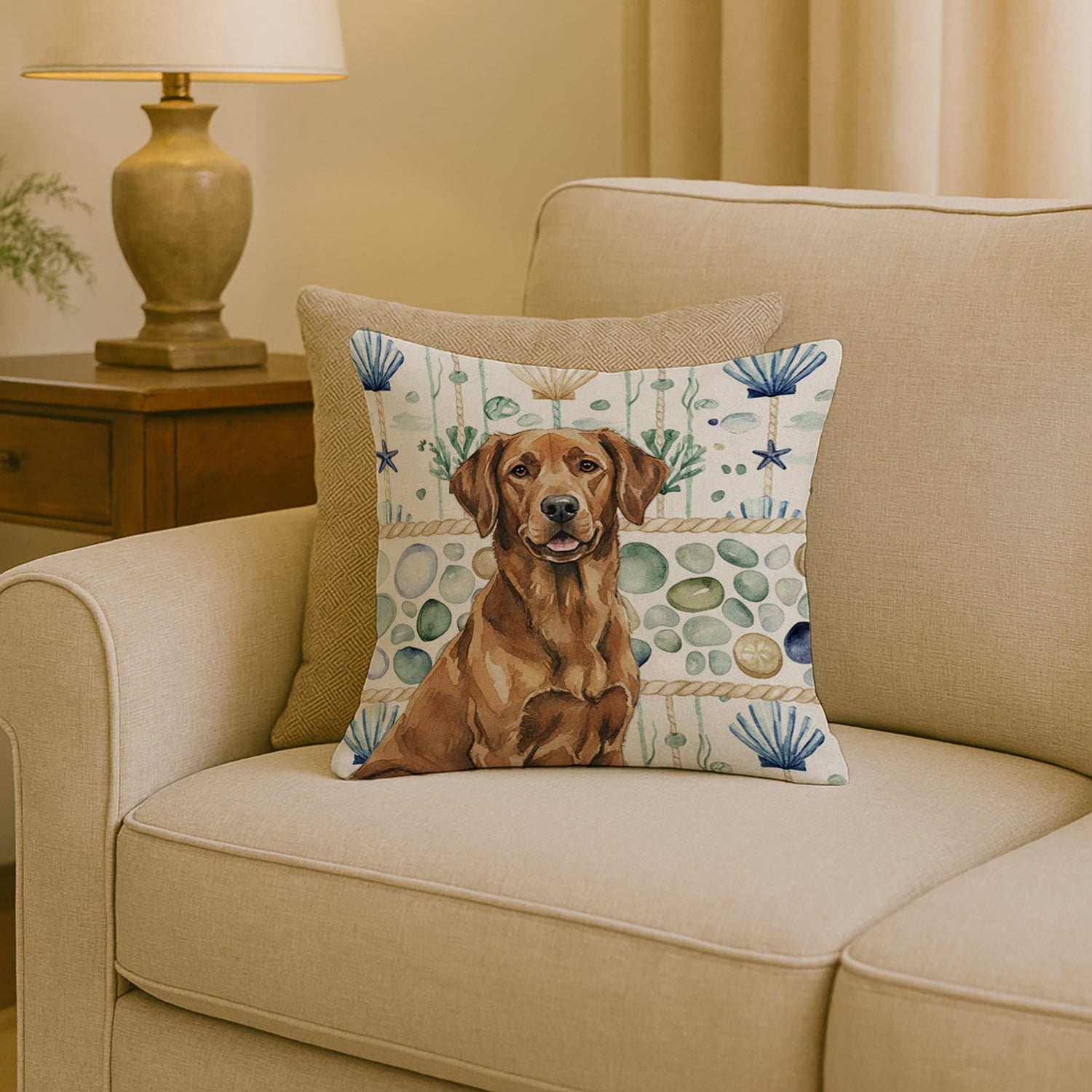 Caroline's Treasures Chesapeake Bay Retriever Coastal Sea Glass Throw Pillow