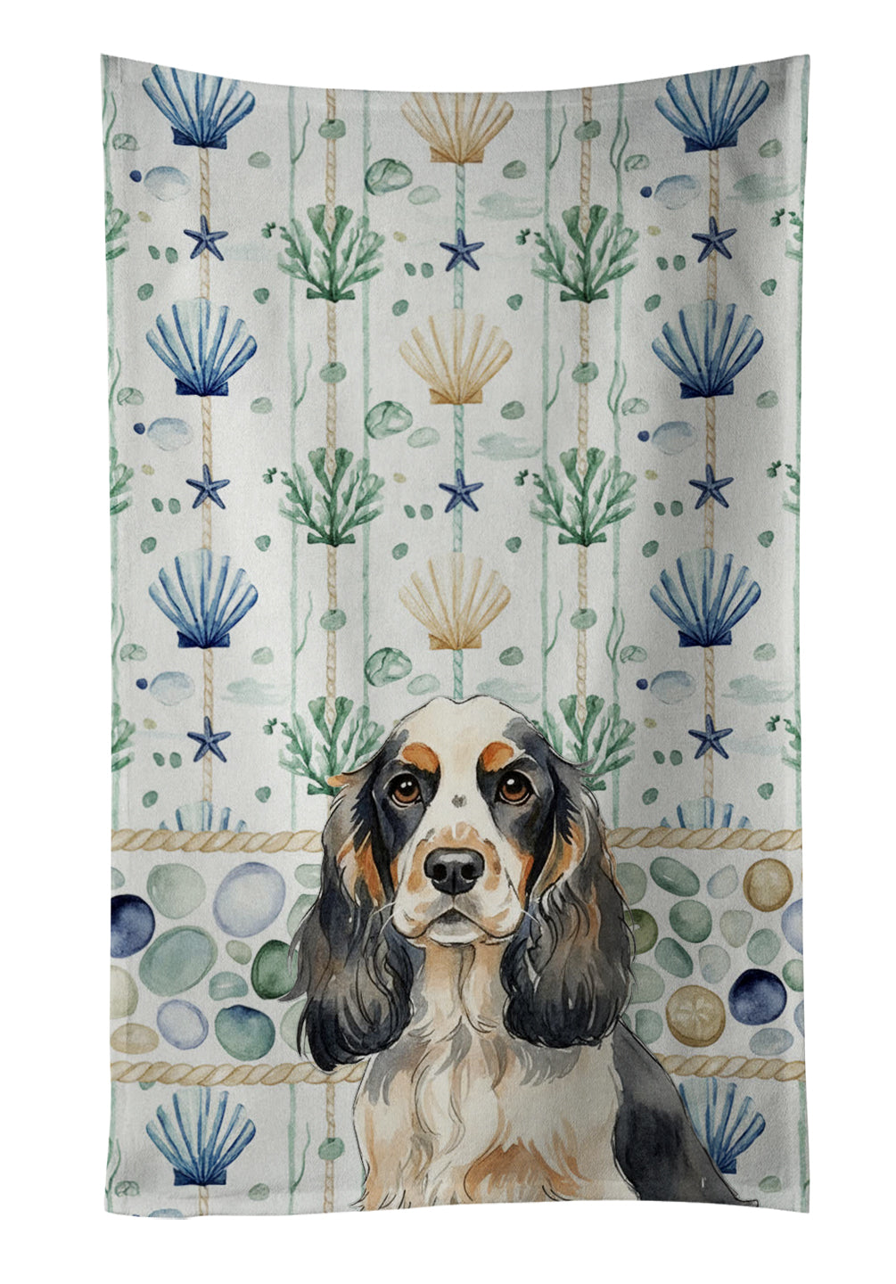 Caroline's Treasures Parti Cocker Spaniel Coastal Sea Glass Kitchen Towel