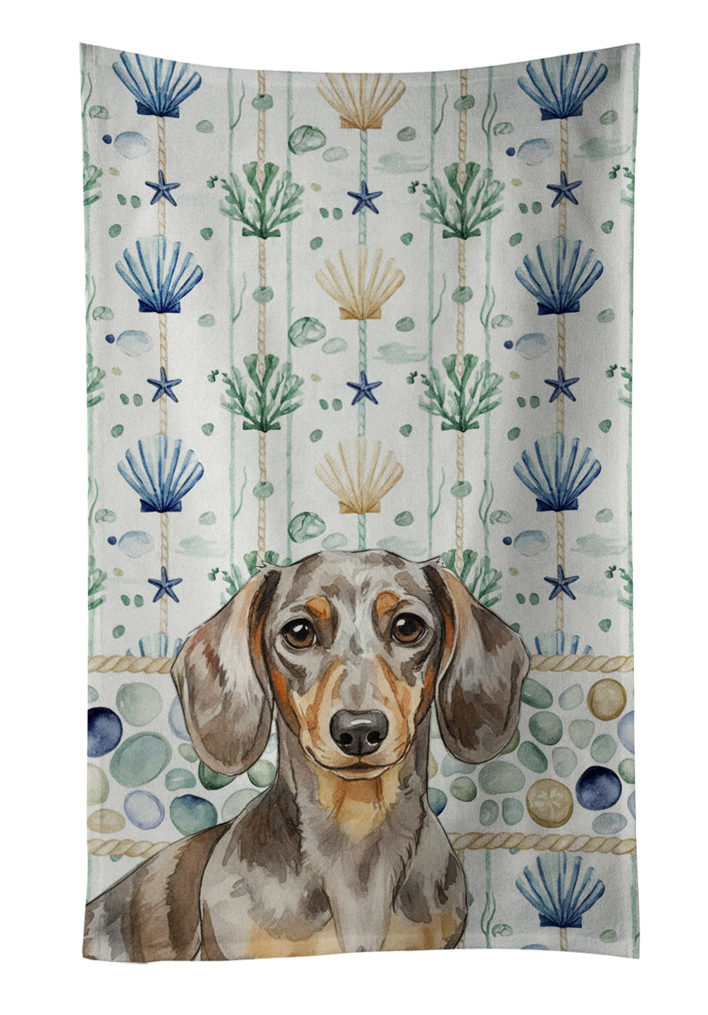 Caroline's Treasures Dapple Dachshund Coastal Sea Glass Kitchen Towel