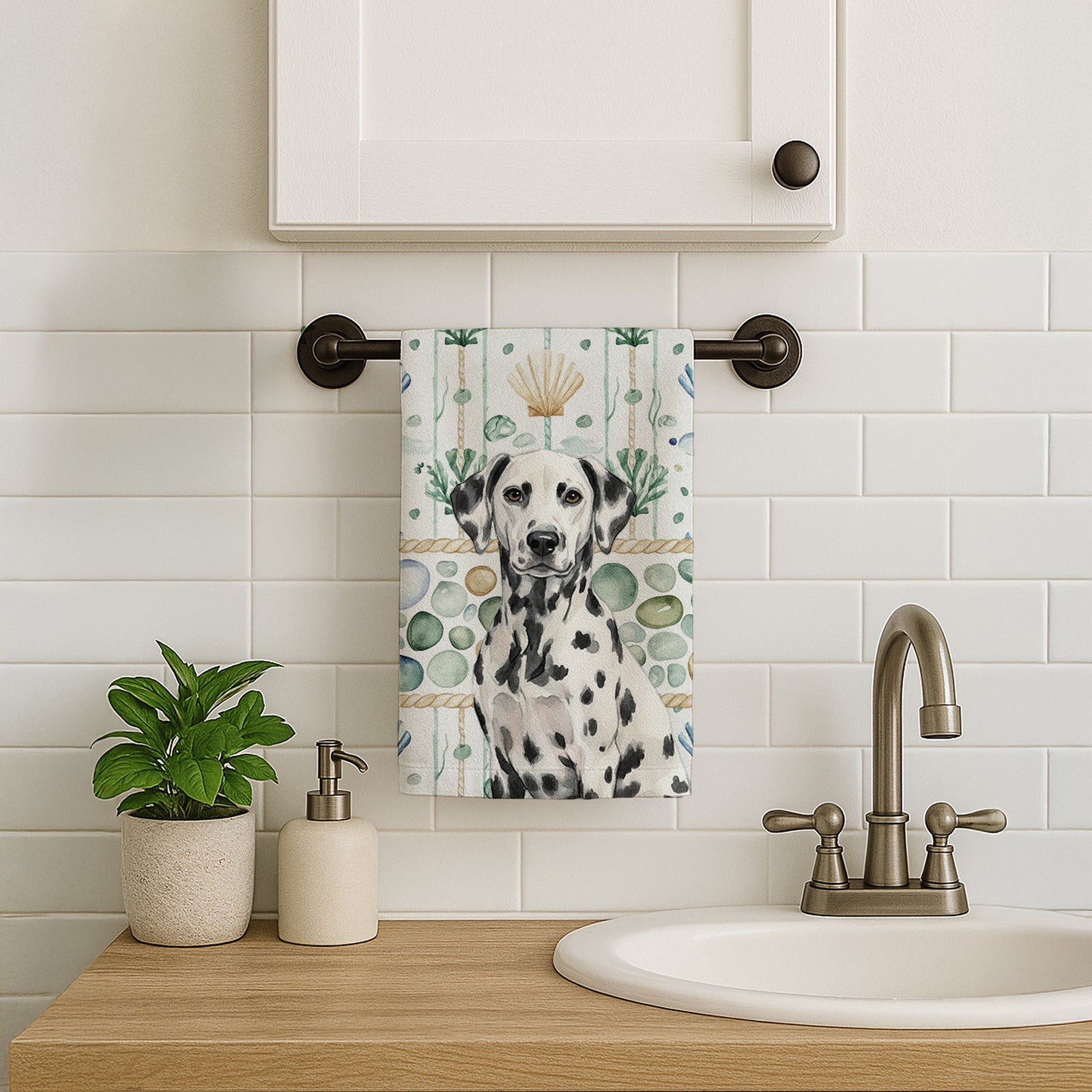 Caroline's Treasures Dalmatian Coastal Sea Glass Kitchen Towel