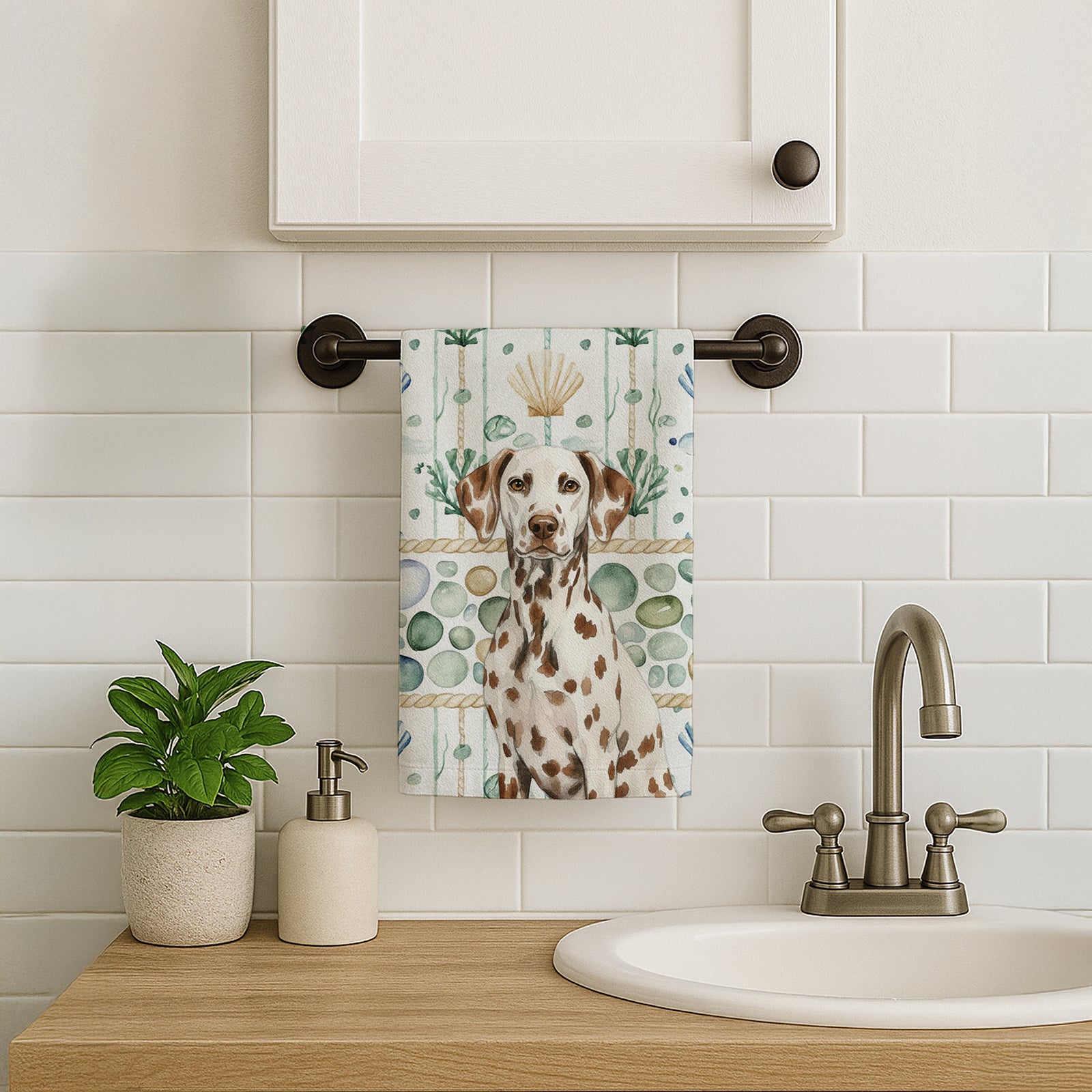 Caroline's Treasures Liver Dalmatian Coastal Sea Glass Kitchen Towel
