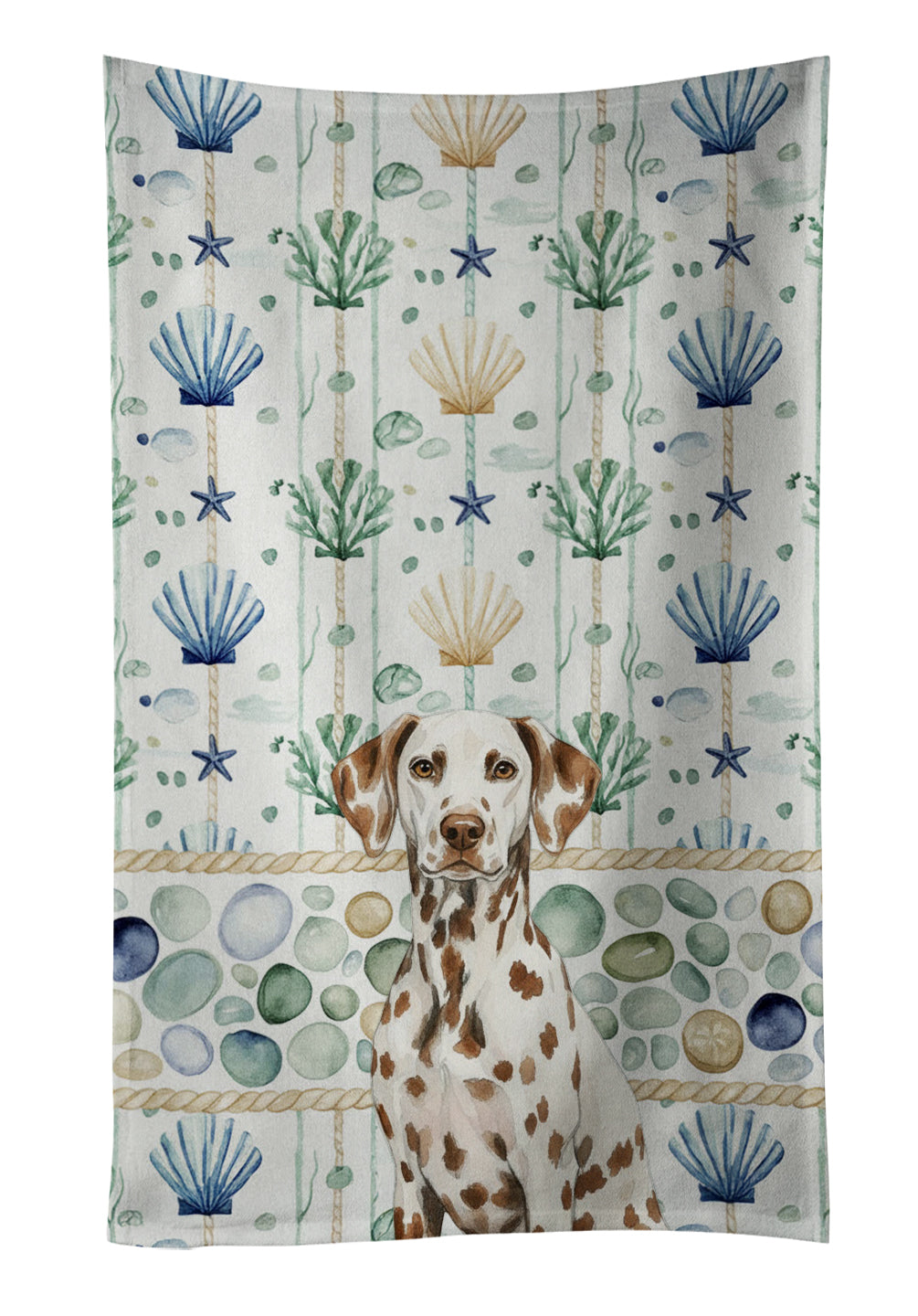 Caroline's Treasures Liver Dalmatian Coastal Sea Glass Kitchen Towel