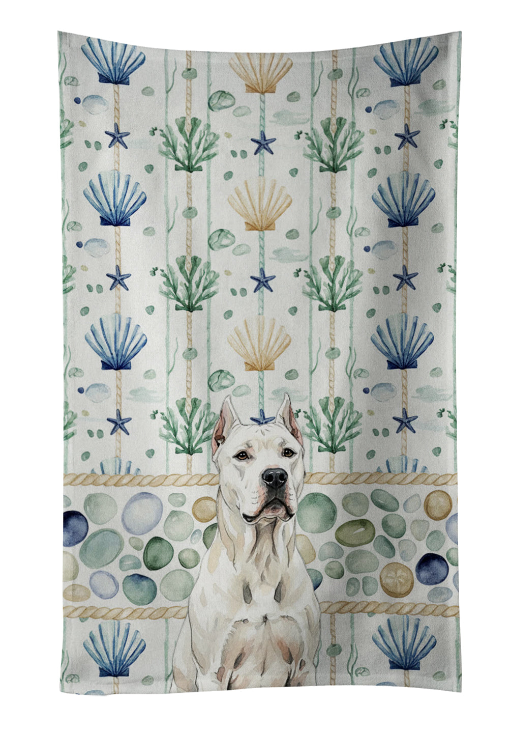 Caroline's Treasures Dogo Argentino Coastal Sea Glass Kitchen Towel