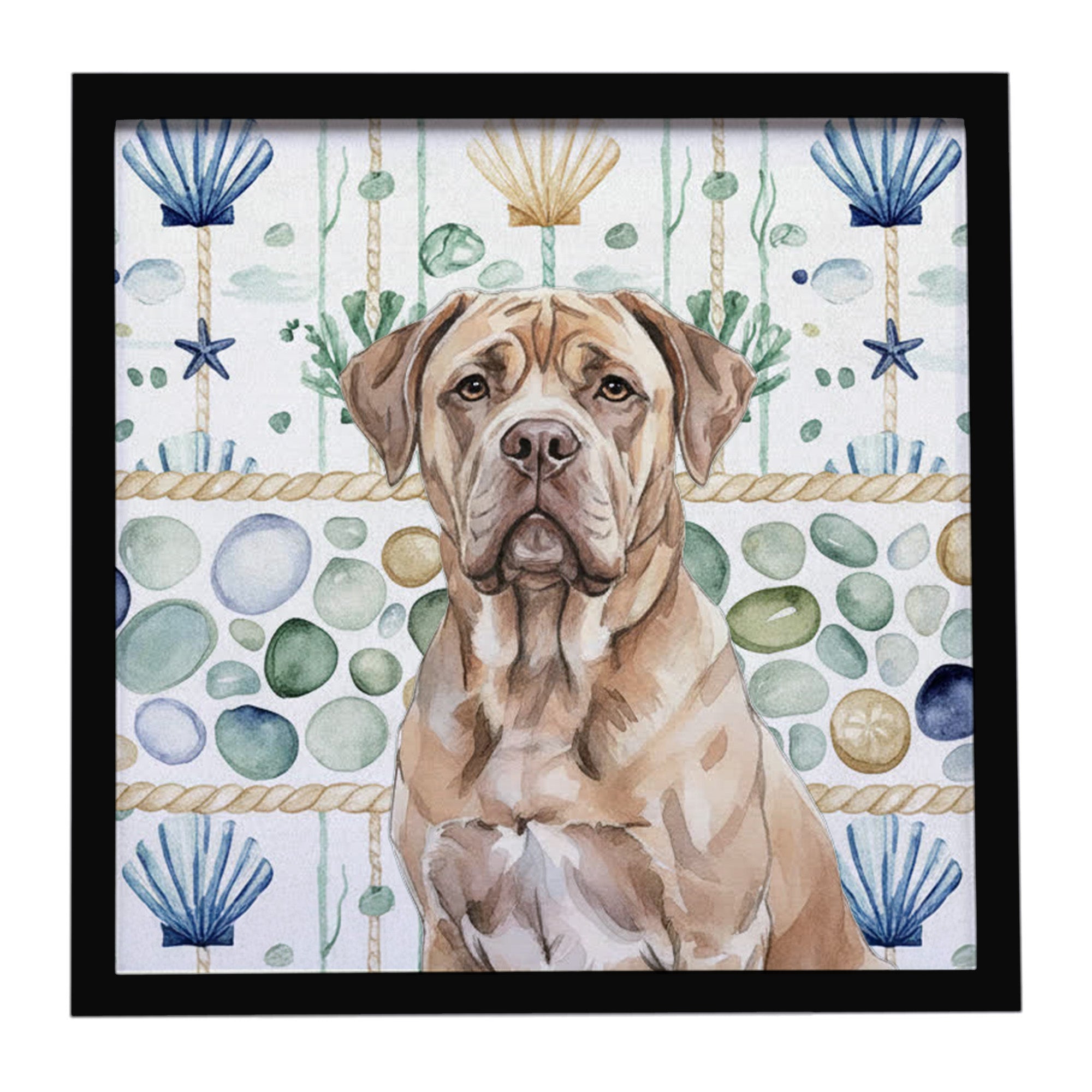 Caroline's Treasures Isabella Dogue de Bordeaux Coastal Sea Glass Framed Metal Print