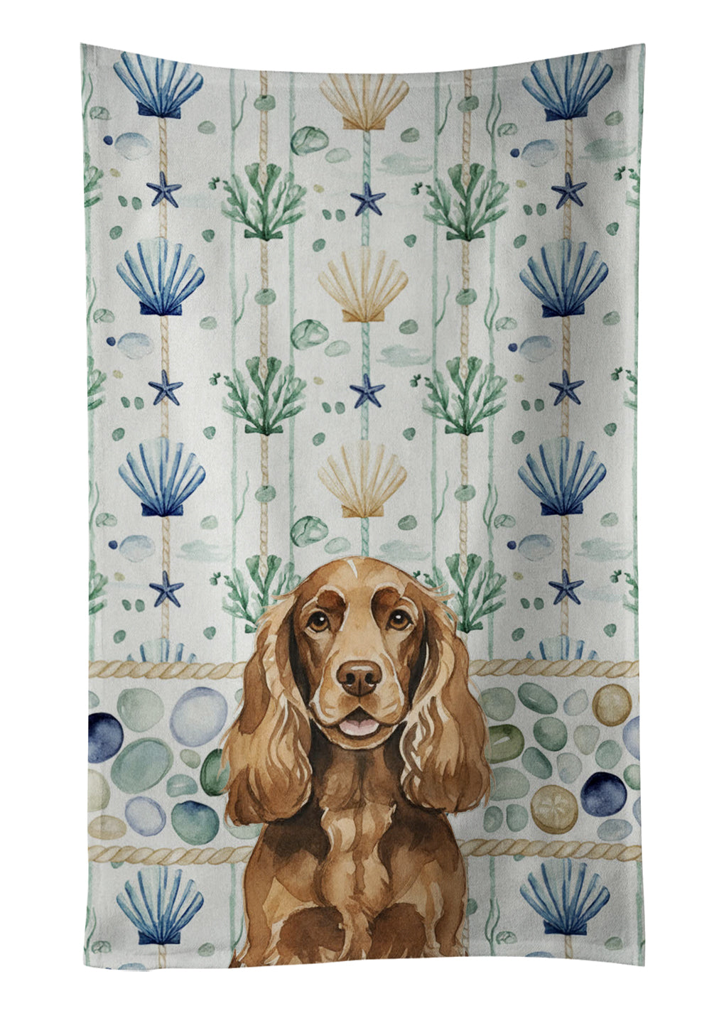 Caroline's Treasures Liver English Cocker Spaniel Coastal Sea Glass Kitchen Towel