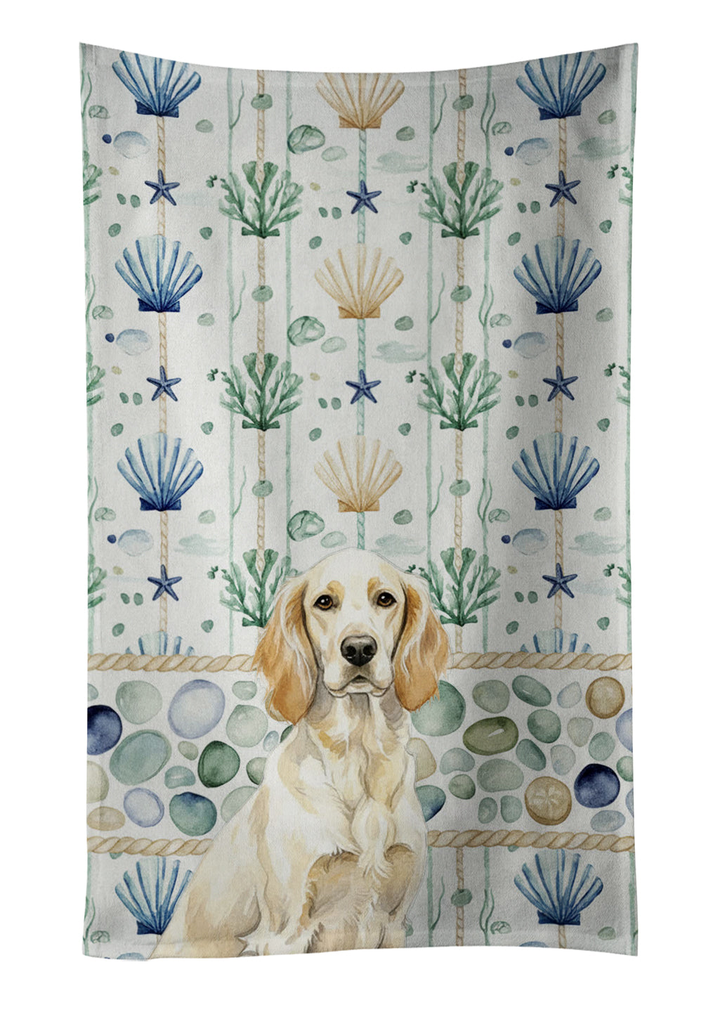 Caroline's Treasures Lemon Belton English Setter Coastal Sea Glass Kitchen Towel
