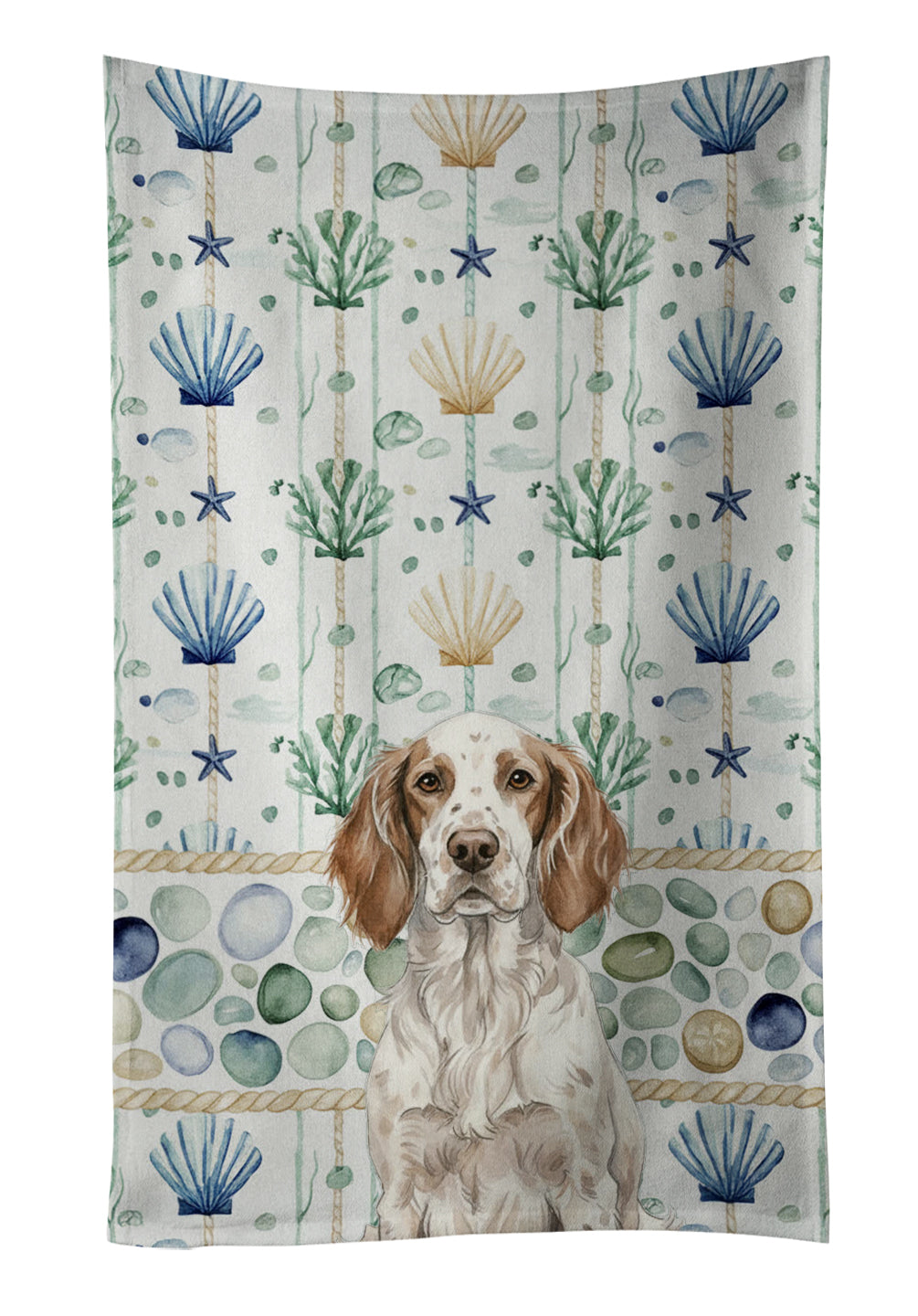 Caroline's Treasures Liver Belton English Setter Coastal Sea Glass Kitchen Towel