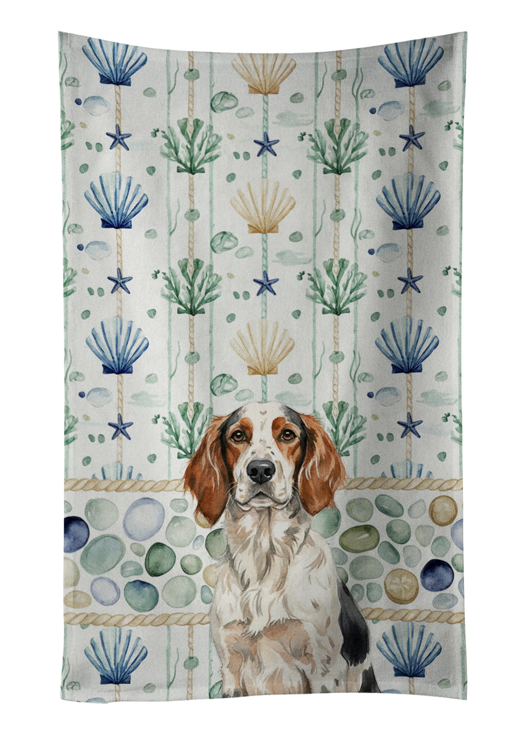 Caroline's Treasures Tricolor English Setter Coastal Sea Glass Kitchen Towel