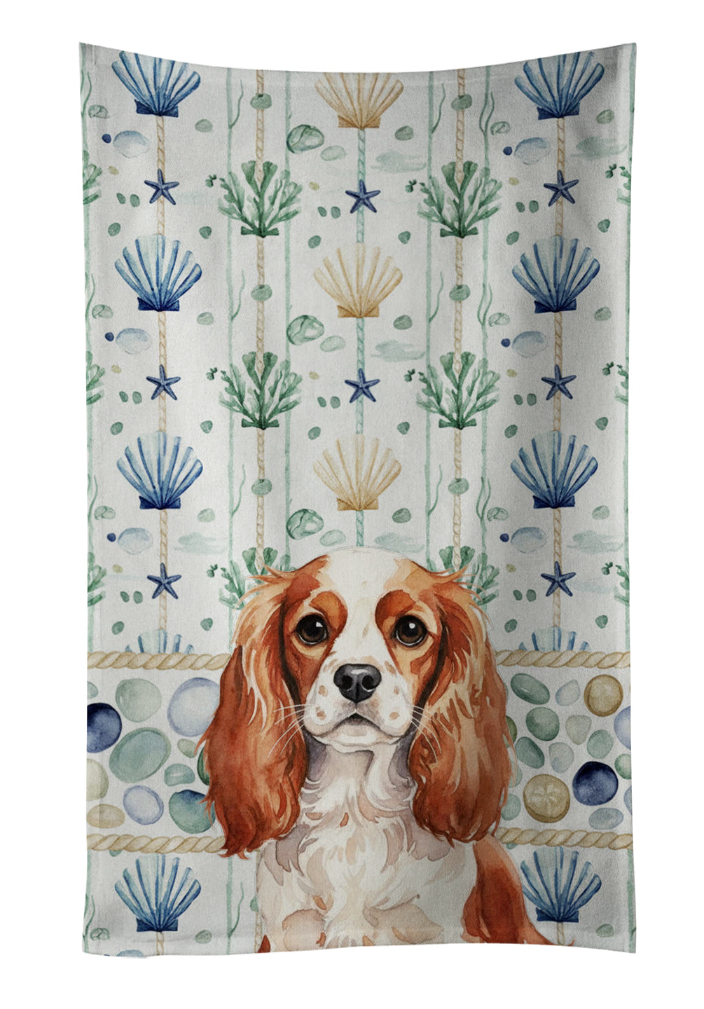 Caroline's Treasures Blenheim English Toy Spaniel Coastal Sea Glass Kitchen Towel