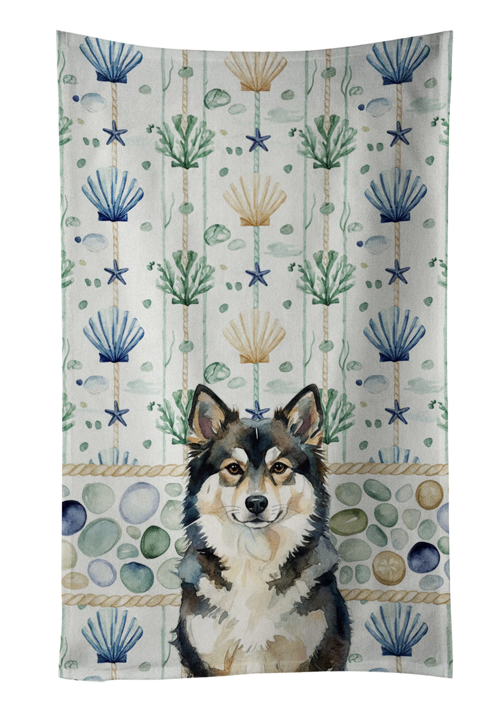 Caroline's Treasures Finnish Lapphund Coastal Sea Glass Kitchen Towel