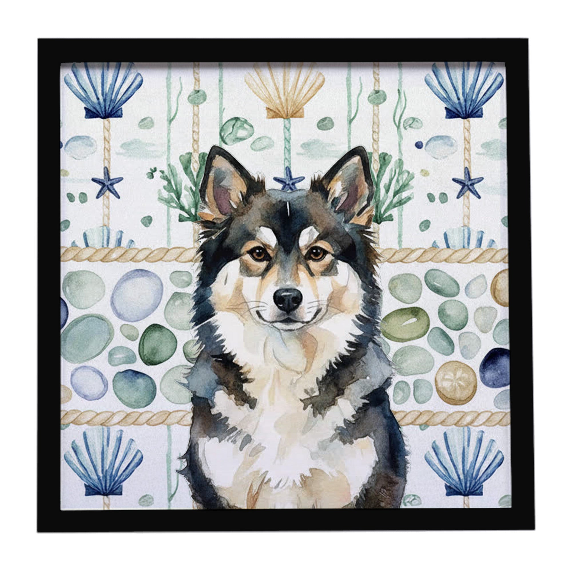 Caroline's Treasures Finnish Lapphund Coastal Sea Glass Framed Metal Print