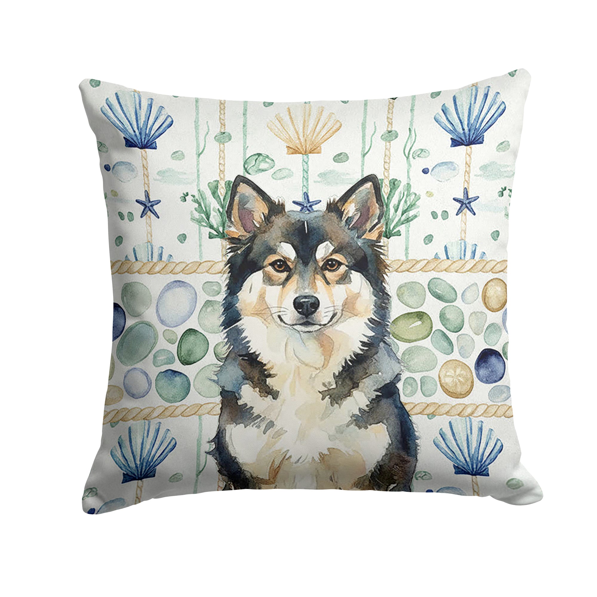 Caroline's Treasures Finnish Lapphund Coastal Sea Glass Throw Pillow