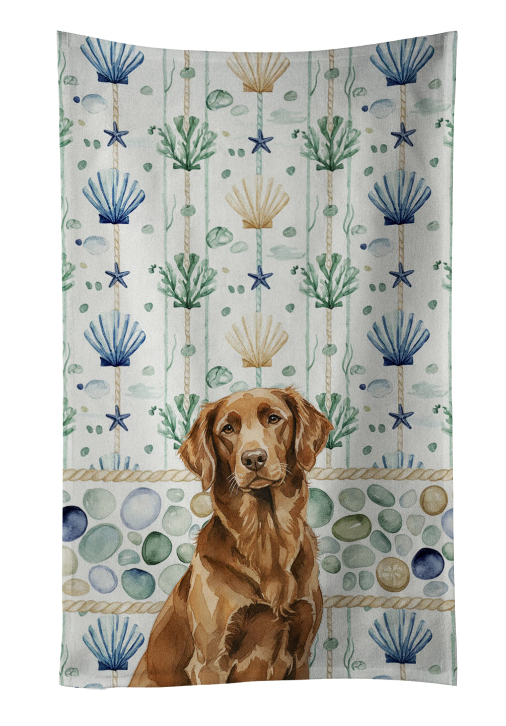 Caroline's Treasures Liver Flat-Coated Retriever Coastal Sea Glass Kitchen Towel