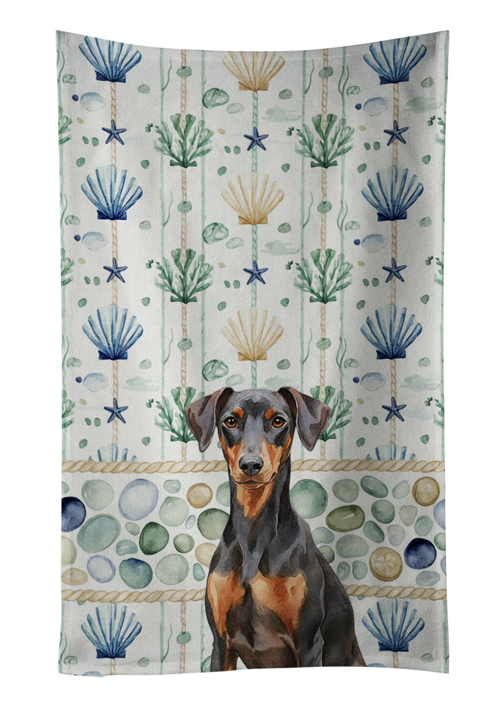 Caroline's Treasures German Pinscher Coastal Sea Glass Kitchen Towel