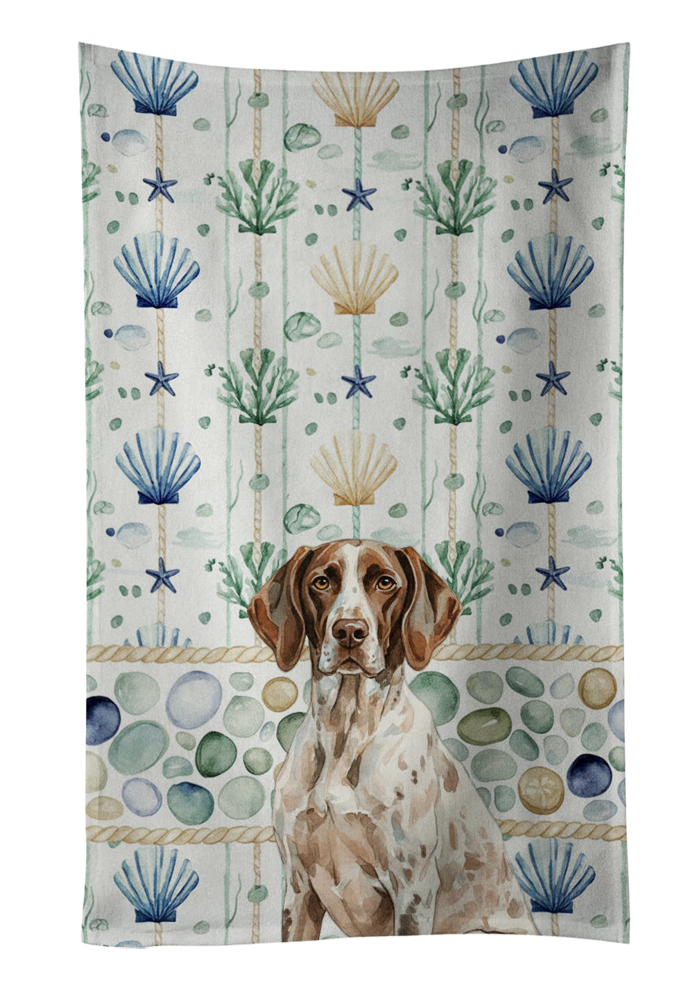 Caroline's Treasures German Shorthaired Pointer Coastal Sea Glass Kitchen Towel