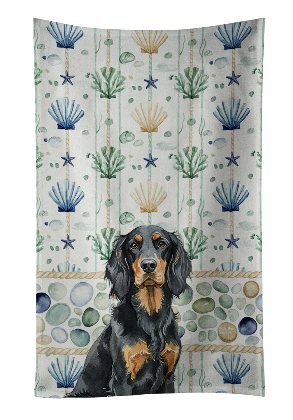 Caroline's Treasures Gordon Setter Coastal Sea Glass Kitchen Towel