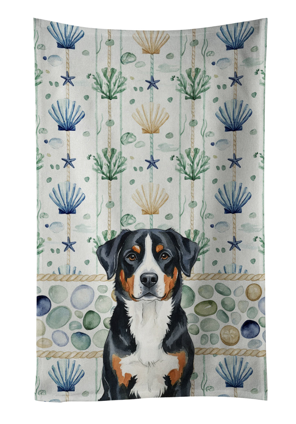 Caroline's Treasures Greater Swiss Mountain Dog Coastal Sea Glass Kitchen Towel