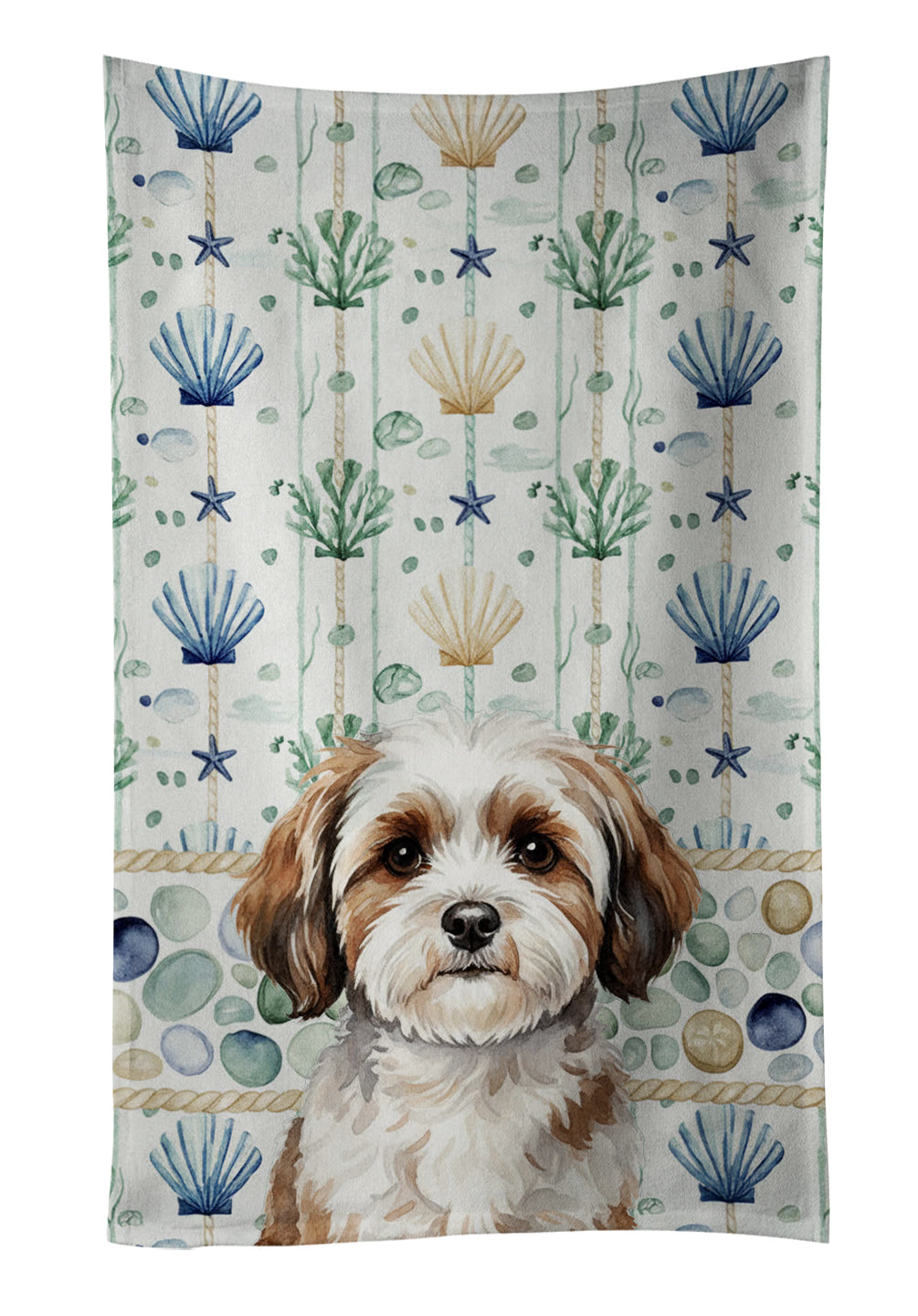 Caroline's Treasures Parti-color Havanese Coastal Sea Glass Kitchen Towel