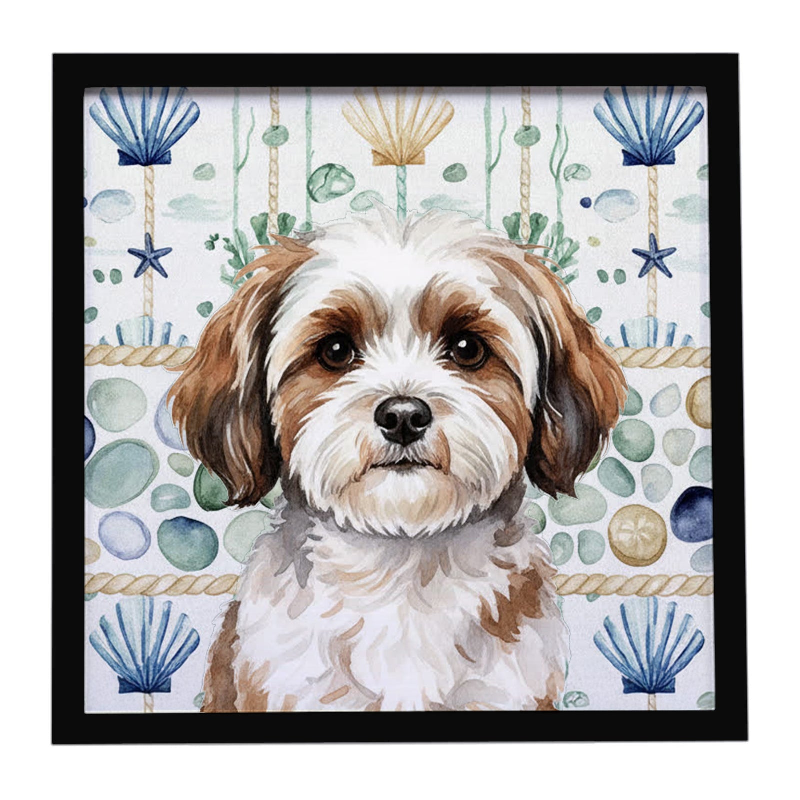 Caroline's Treasures Parti-color Havanese Coastal Sea Glass Framed Metal Print