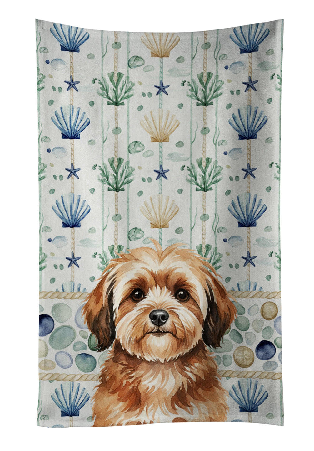 Caroline's Treasures Sable Havanese Coastal Sea Glass Kitchen Towel