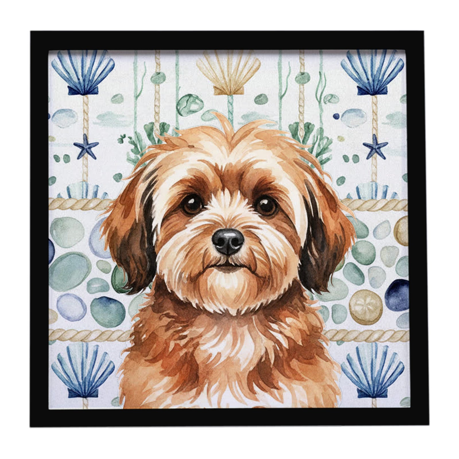 Caroline's Treasures Sable Havanese Coastal Sea Glass Framed Metal Print
