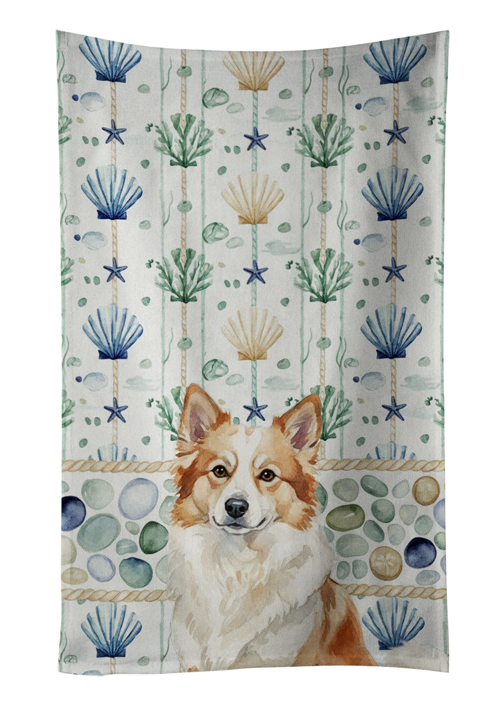 Caroline's Treasures Tan Icelandic Sheepdog Coastal Sea Glass Kitchen Towel