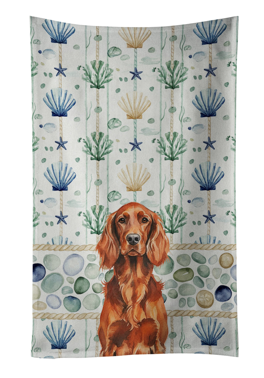 Caroline's Treasures Irish Setter Coastal Sea Glass Kitchen Towel