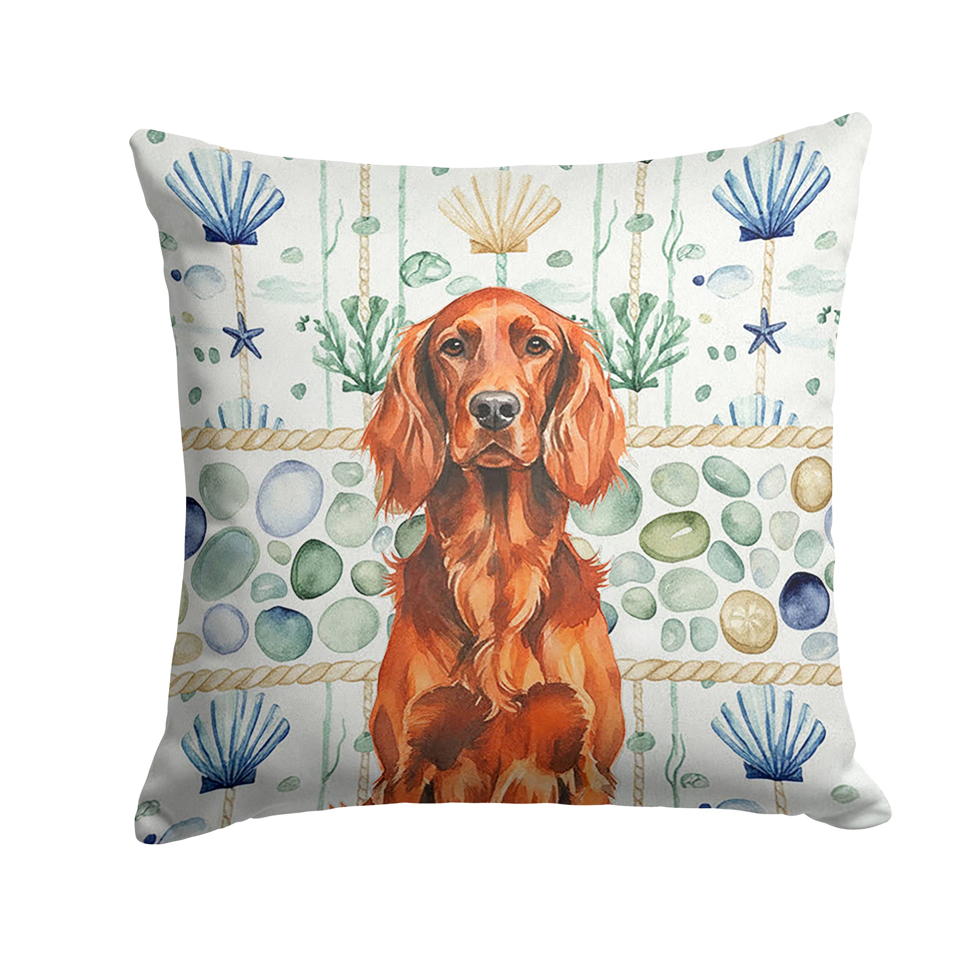 Caroline's Treasures Irish Setter Coastal Sea Glass Throw Pillow