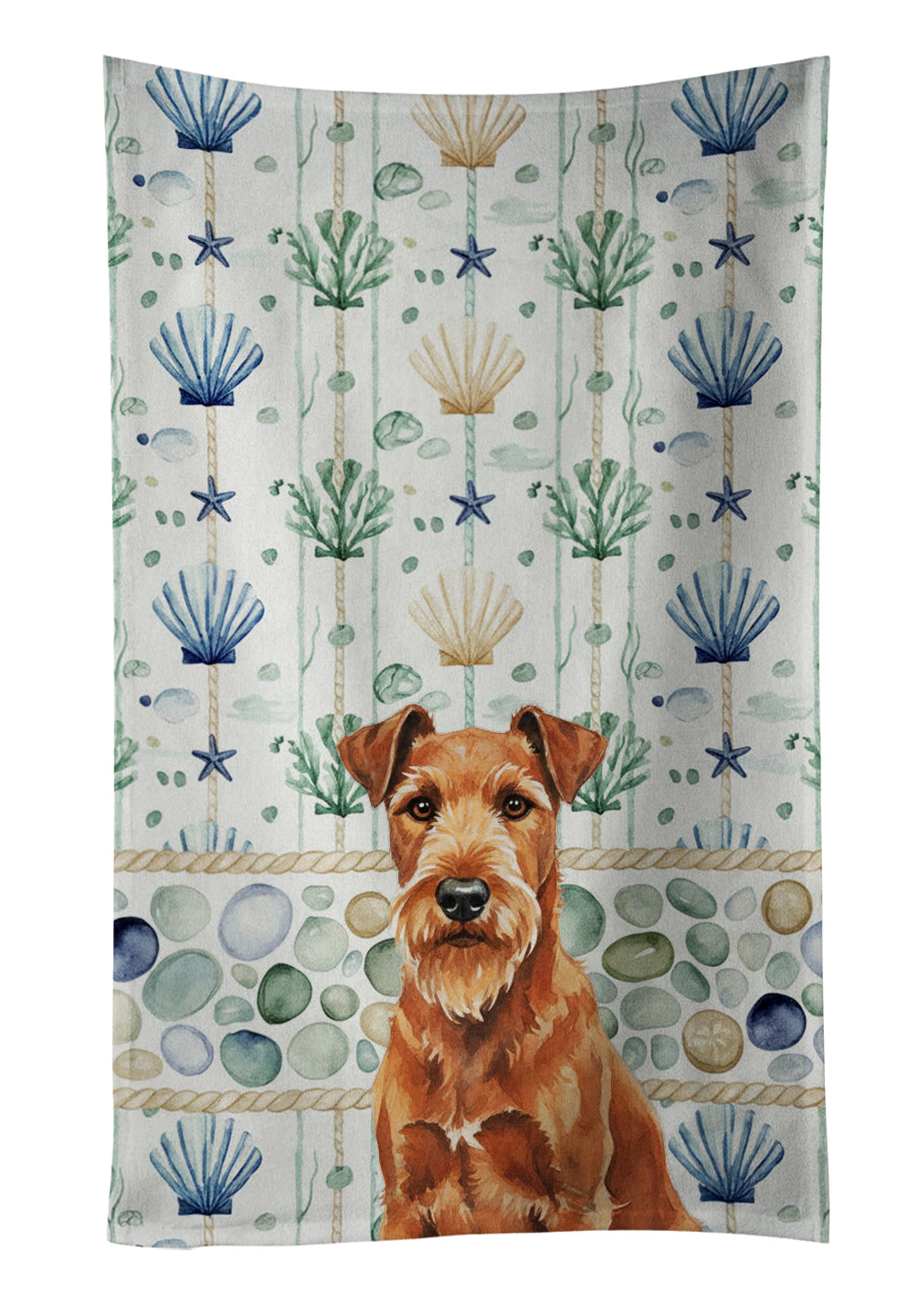 Caroline's Treasures Irish Terrier Coastal Sea Glass Kitchen Towel