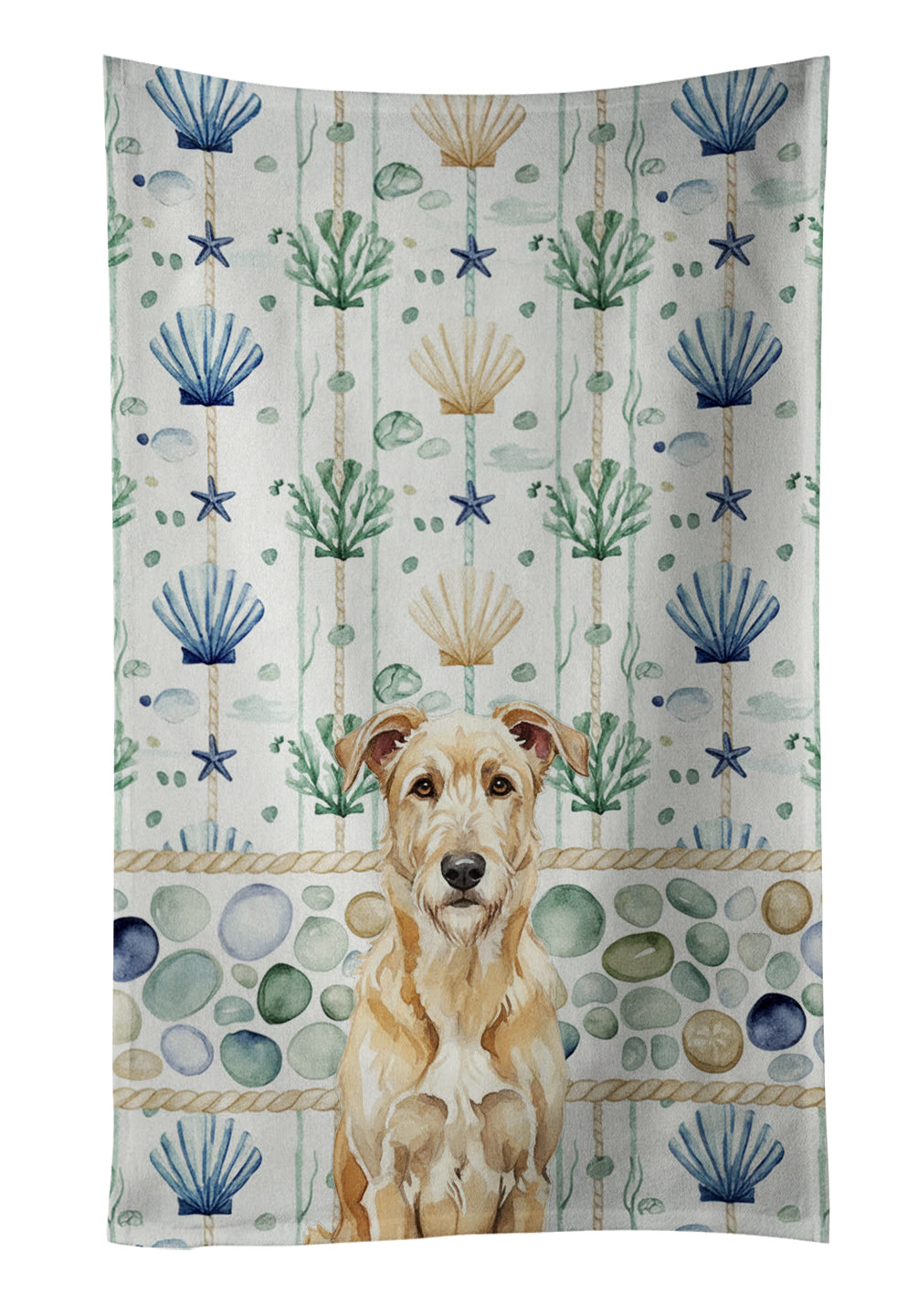 Caroline's Treasures Wheaten Irish Wolfhound Coastal Sea Glass Kitchen Towel