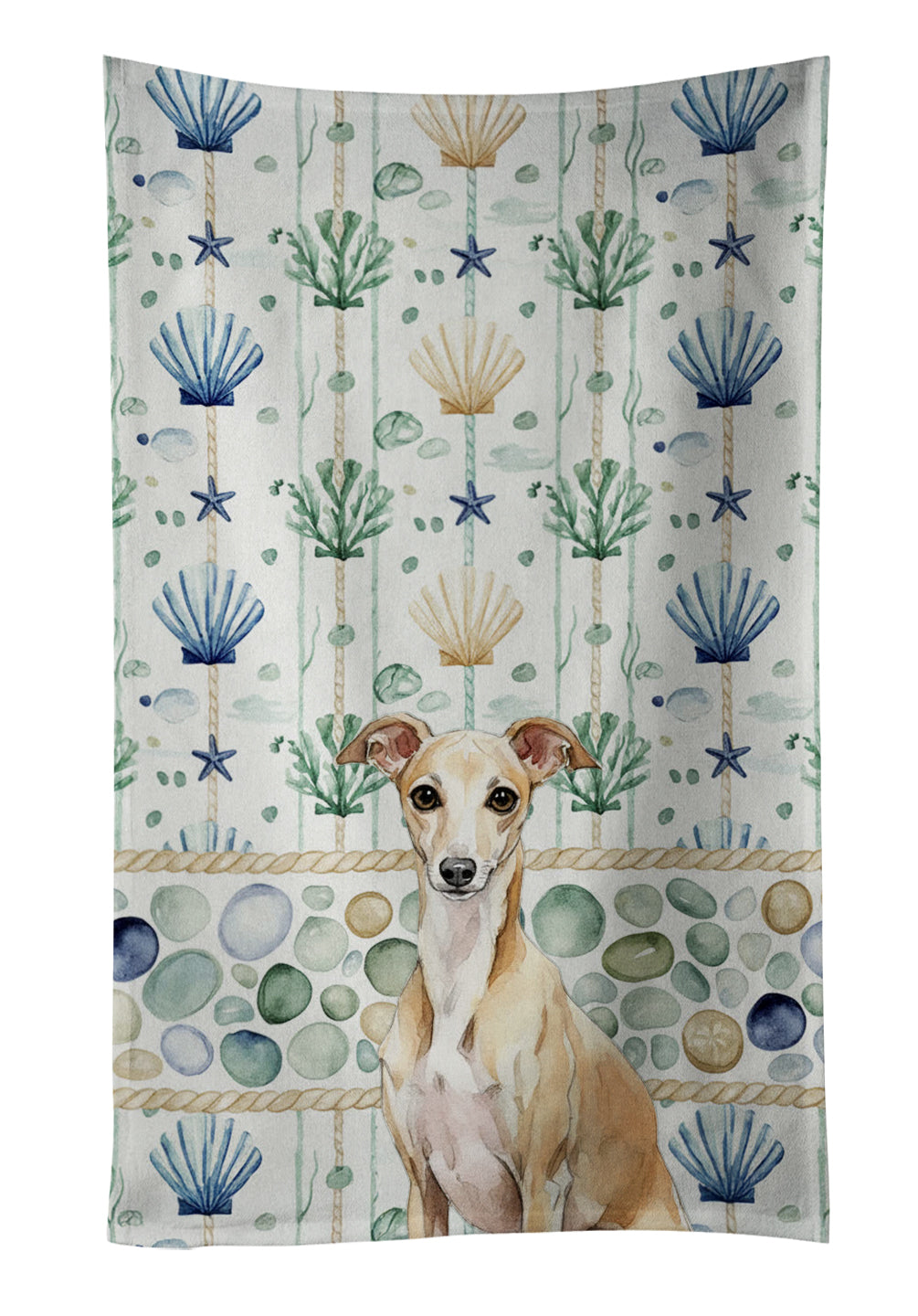 Caroline's Treasures Fawn Italian Greyhound Coastal Sea Glass Kitchen Towel