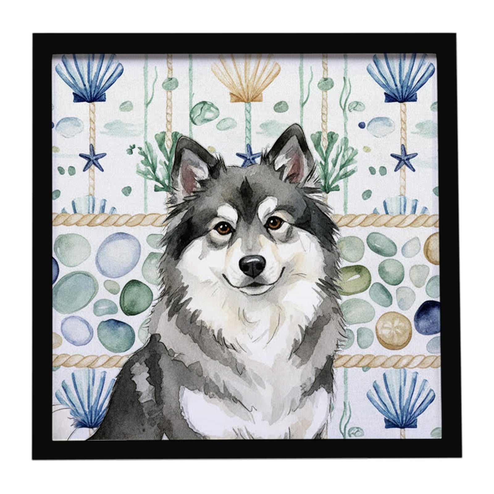 Caroline's Treasures Keeshond Coastal Sea Glass Framed Metal Print